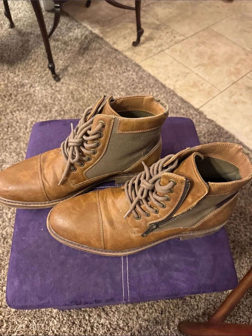 Men's Sonoma Tan Leather Lace-Up Boots 10.5 M size